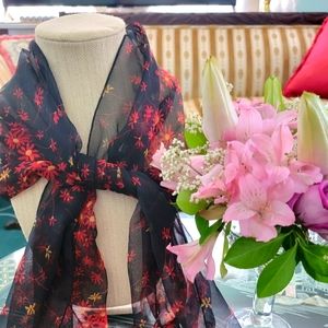 Vintage black with flower scarf. Very large. Versatile.